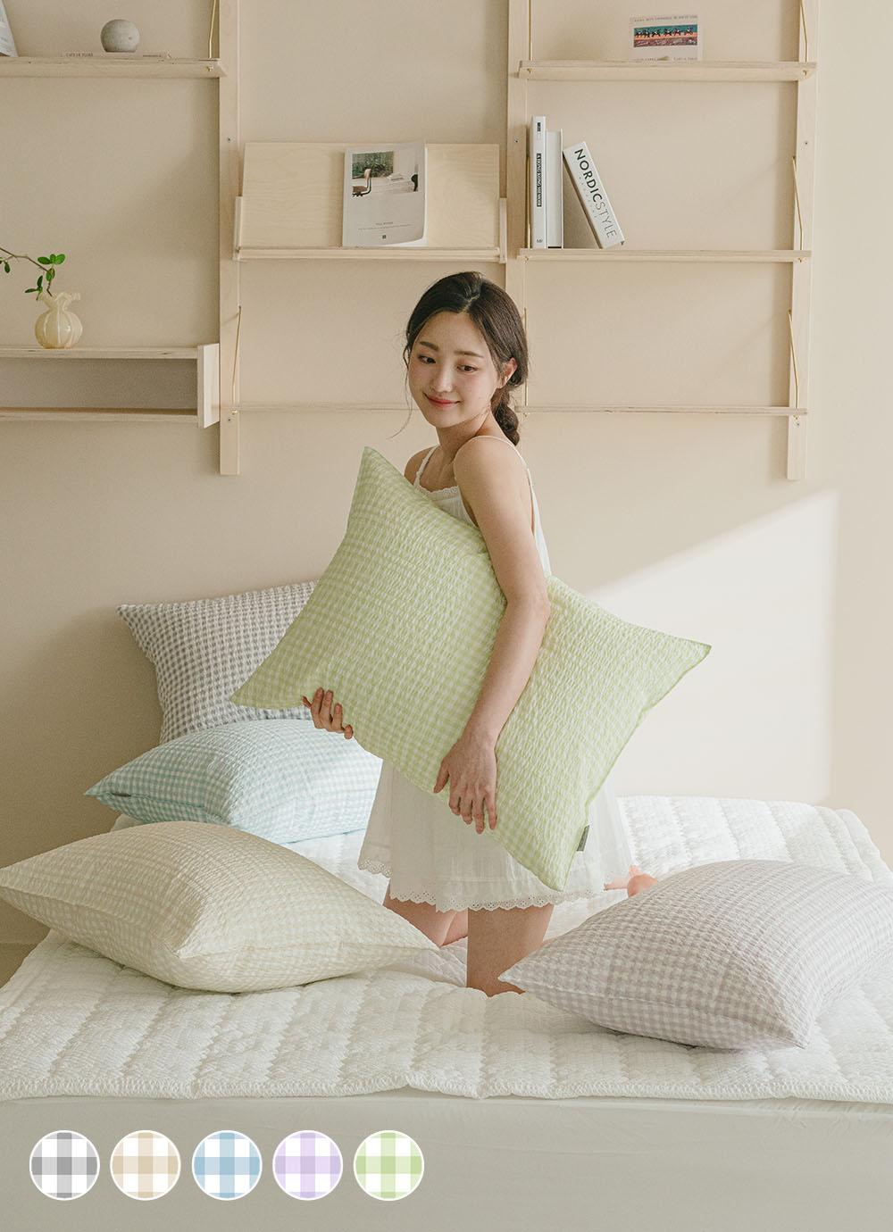 아망떼 ㅣ허니듀 시어서커 리플 2겹 베개커버 50x70 5colors