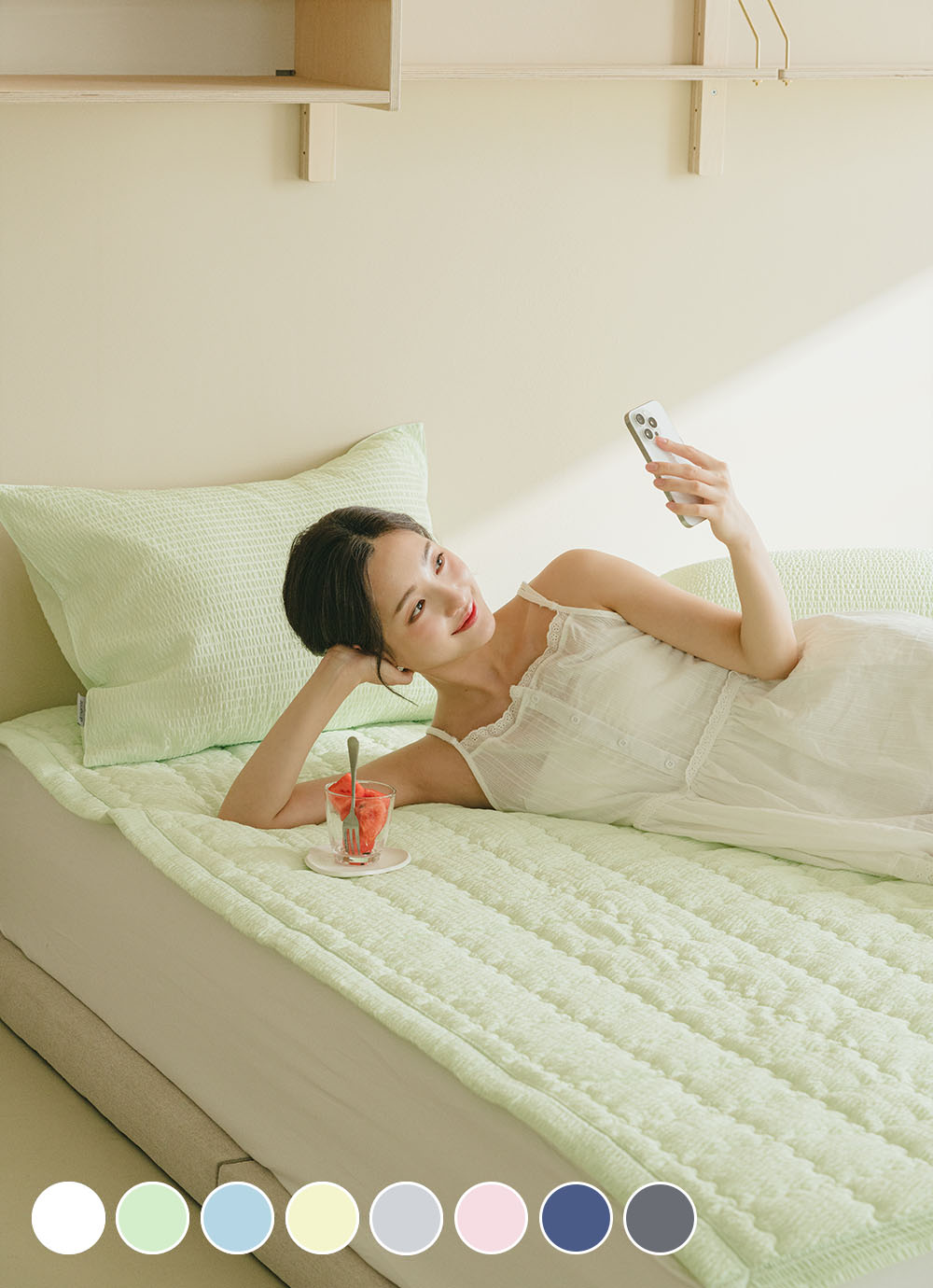 아망떼 ㅣ포휴즈 시어서커 리플 고정밴드 침대패드 SS/Q/K 8colors